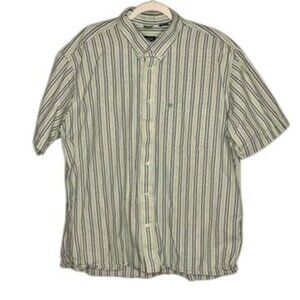 Izod  Striped Short Sleeve Button-Down Cotton Shirt Mens XL Preppy Casual Dad